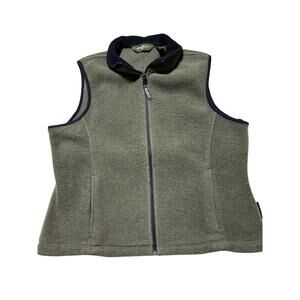 Eddie Bauer Womens L Army Green Fleece Full Zip Outdoors Warm Vest